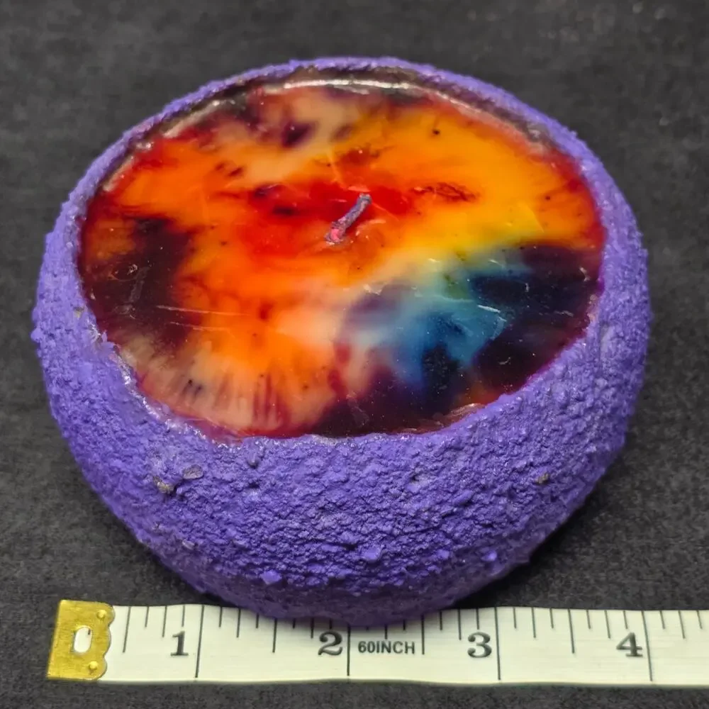 Vintage Wax Works Multi Color Tie-Dye Rainbow Mini Candle
